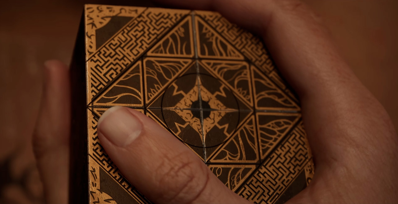 Close-up of the Genesis Configuration puzzle box, official promotional artwork